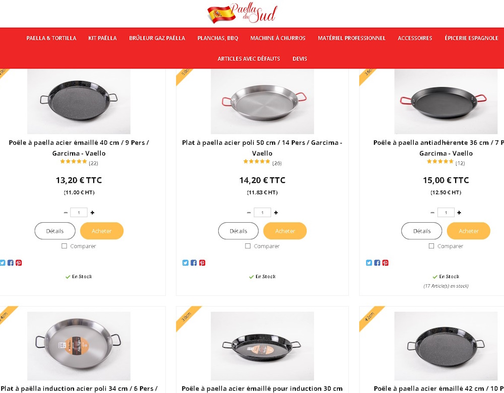 meilleur site vente poêle paella - Paella du Sud